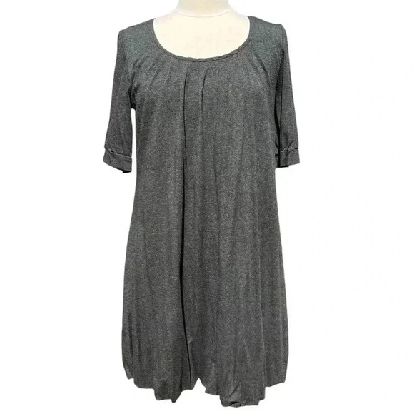 PBO Pleated Gray Ida Short Sleeve Bubble Dress Size Large NWT - Picture 3 of 11